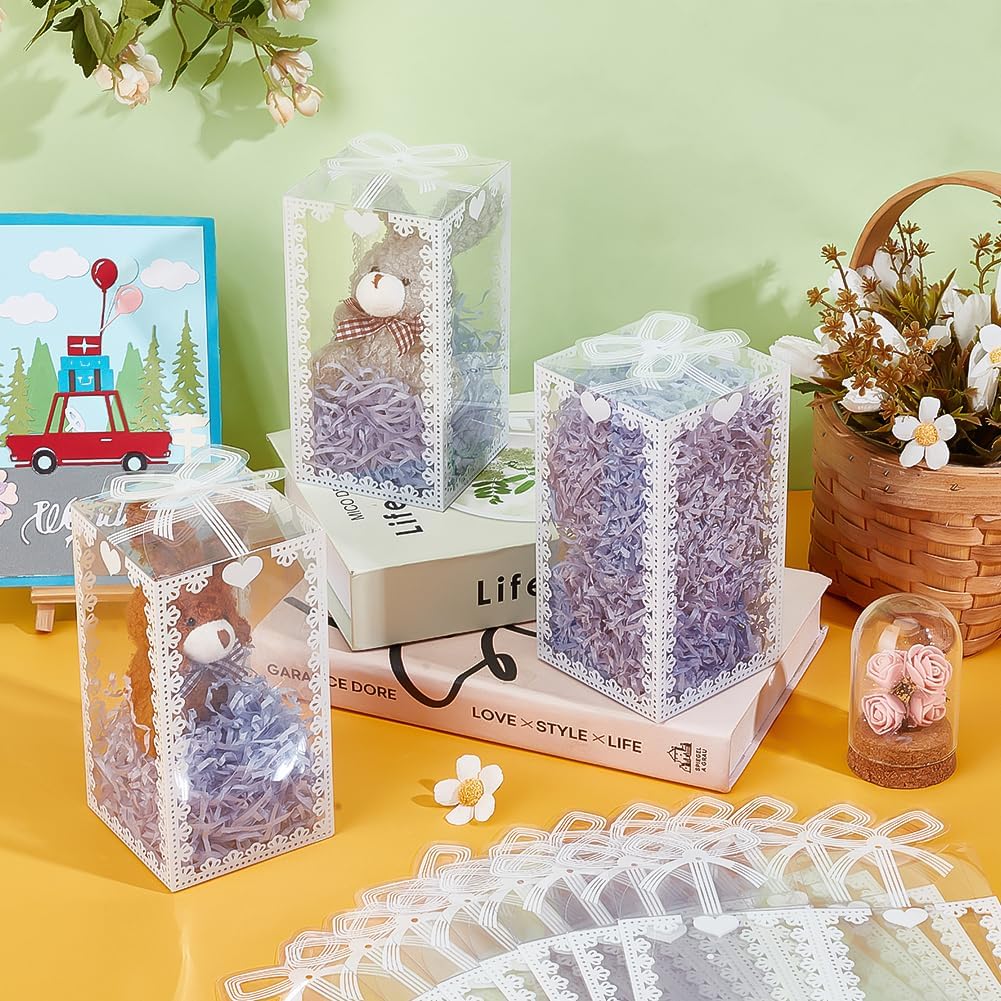 50Pcs 3x3x5.9inch Transparent PVC Favor Boxes