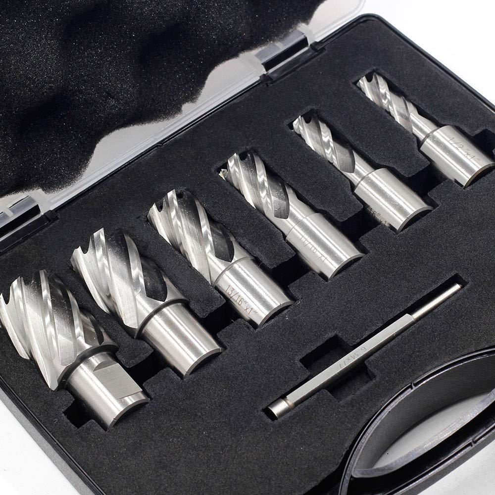 OSCARBIDE Annular Cutter Set 7pc, 1" Depth, 3/4" Weldon Shank