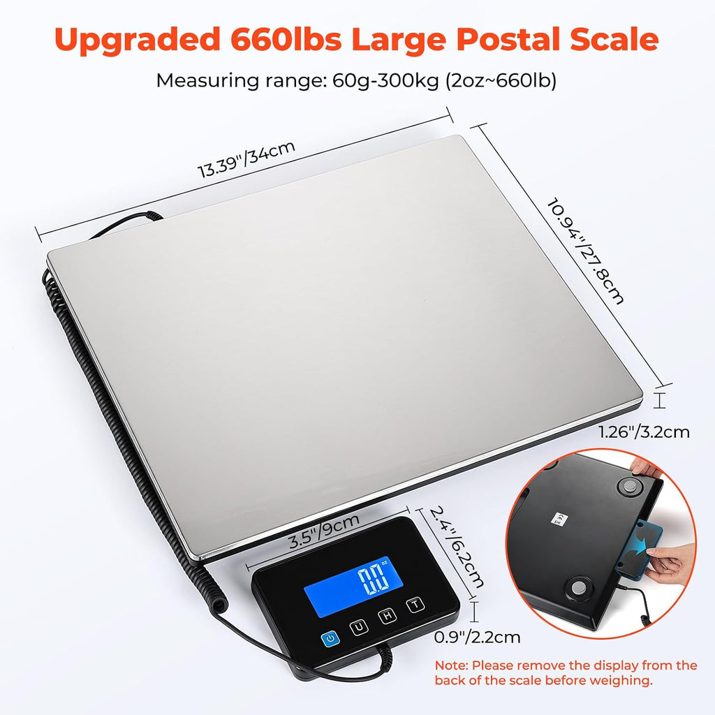 440lb/1.8oz Shipping Scale, Digital Postal Scale for Packages | Hold & Tare Function, Backlit LCD, Battery & USB