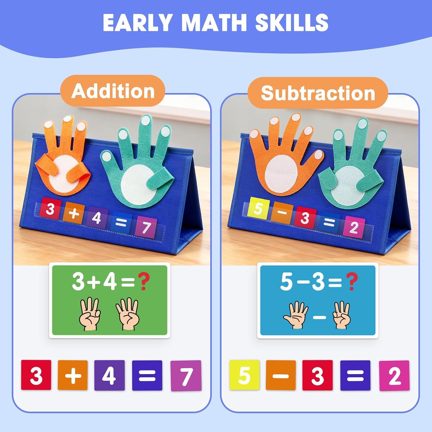 Preschool Learning Toys for Toddlers 3 4 5 Years Old, Montessori Educational Math Manipulates Number Counting Blocks