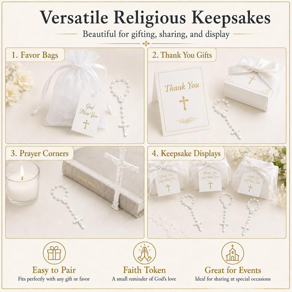 24 Pcs Mini Rosary Favors, Baptism Rosaries with Angel