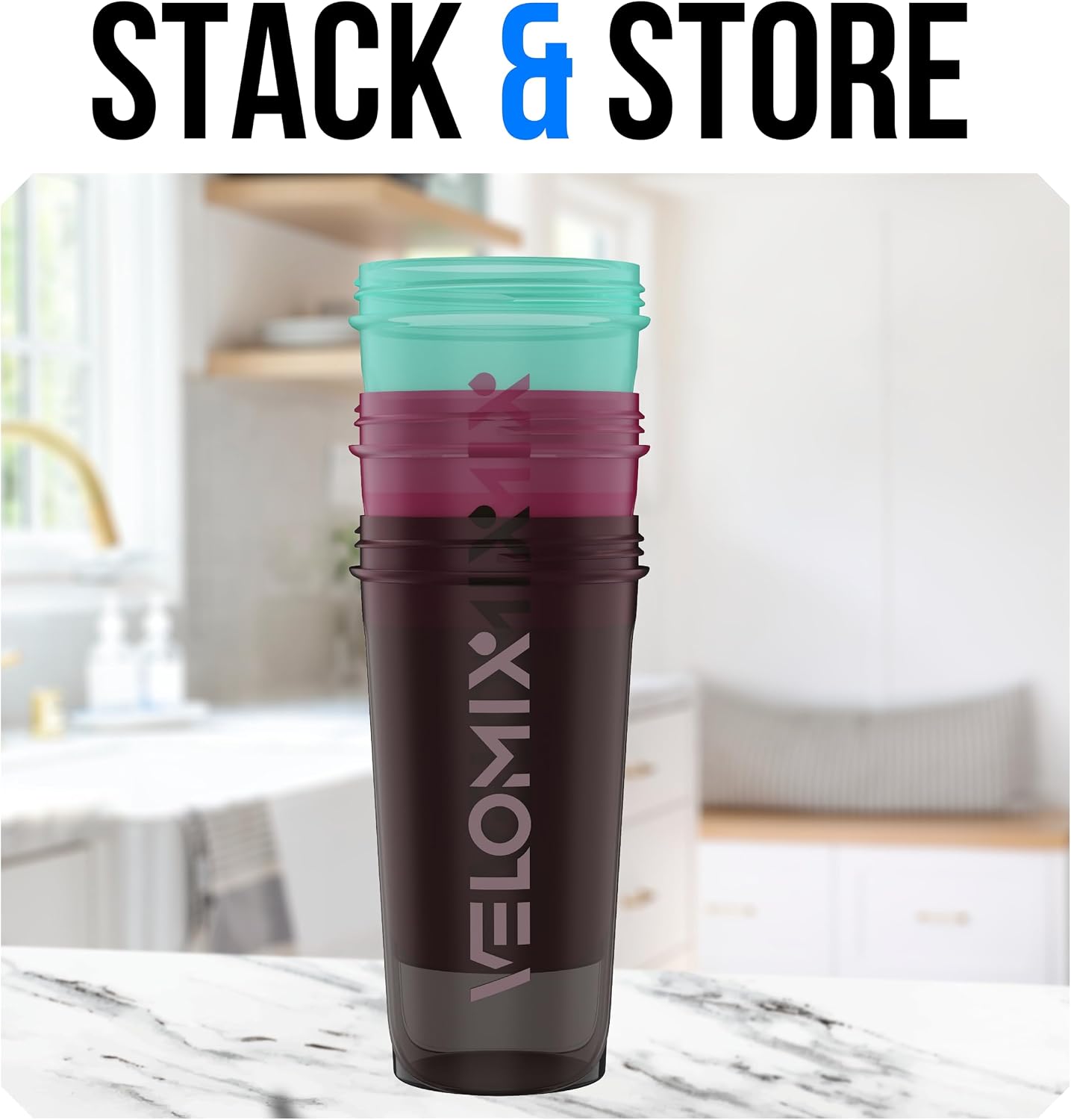3 Pack 14oz Protein Shaker Bottle for Protein Mixes, Mixed Colors | 3x Wire Whisk, Leak Proof Shaker Cups for Protein