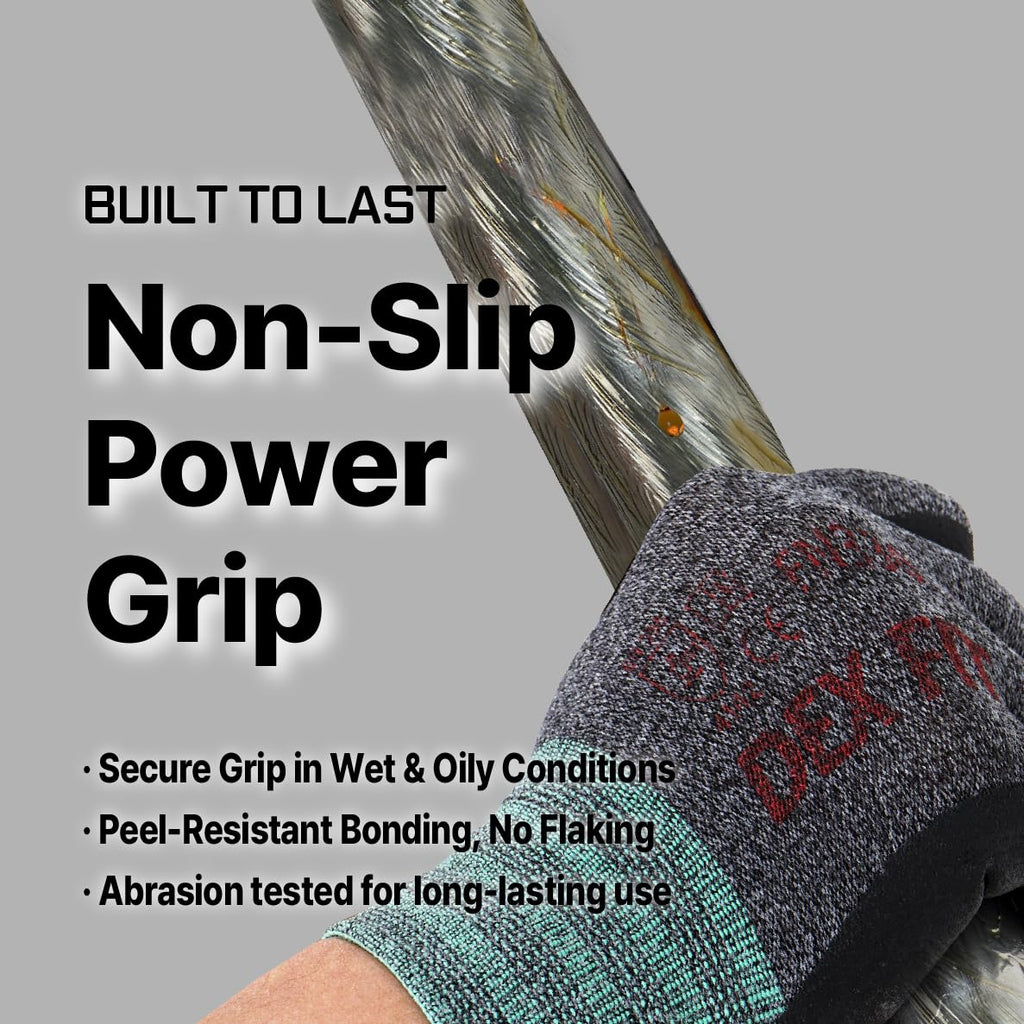 Nitrile Work Gloves FN330, 3 Pairs, 3D-Comfort Stretchy Fit, Firm Grip, Thin & Lightweight, Touch-Screen Compatible