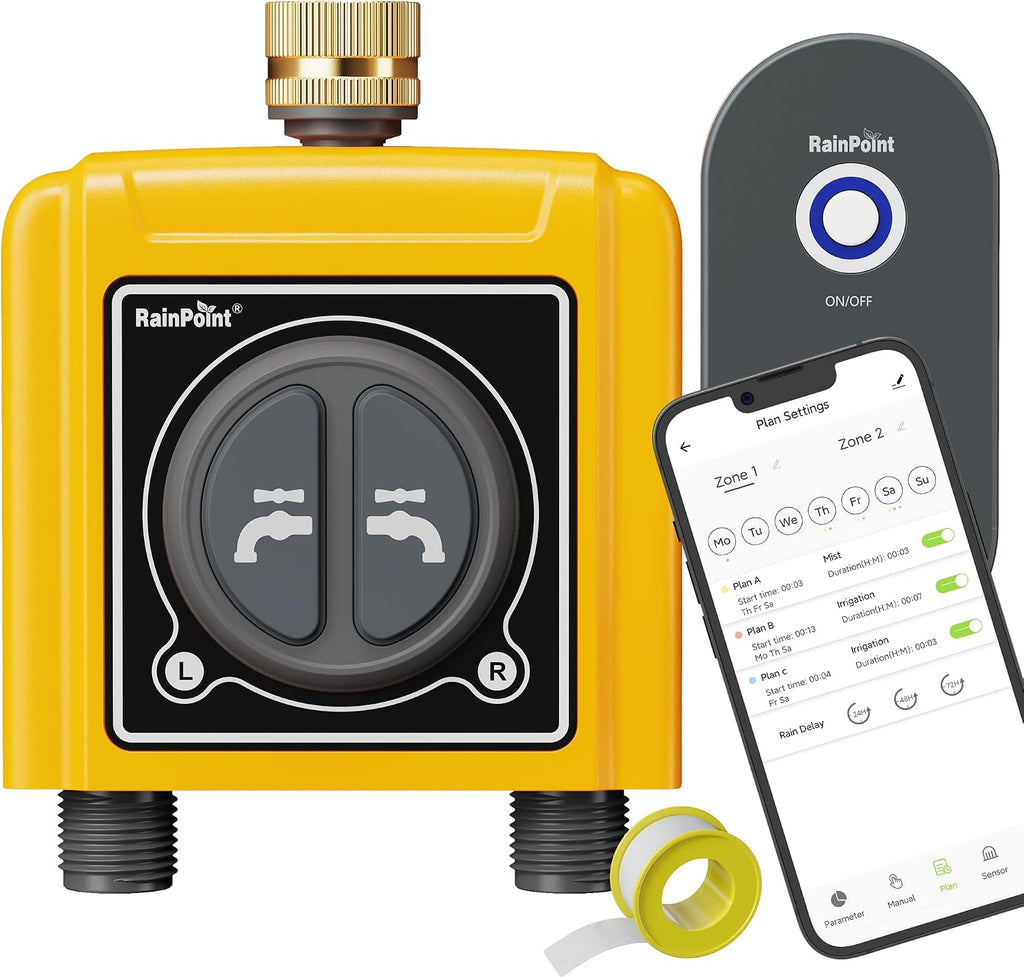 WiFi Hose Timer, Smart Water Timer for Garden, Drip Irrigation Controller System with Wi-Fi Hub Automatic Manual