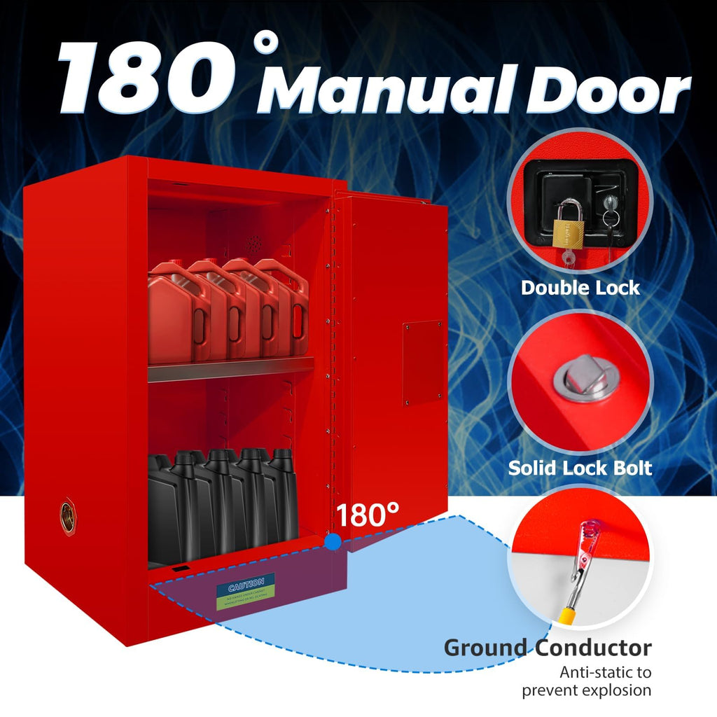 Flammable Safety Cabinet, (23×18×18（Red）)