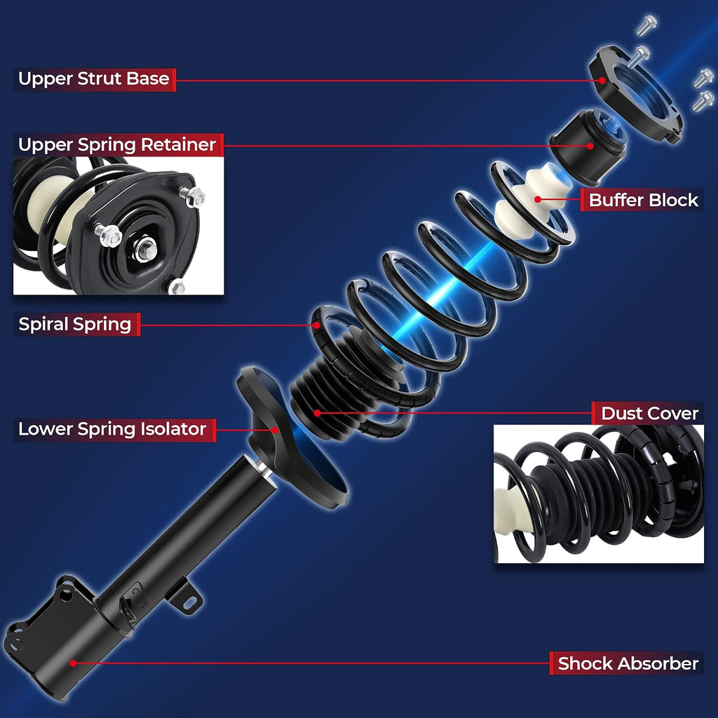 MOSTPLUS Front Pair Complete Strut Spring Assembly Compatible for 1995-2004 Toyota Tacoma 4WD Replaces 171352L 171352R Left & Right Shock Coil