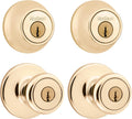 242 Tylo Entry Knob and Single Cylinder Deadbolt Project Pack in Polished Brass