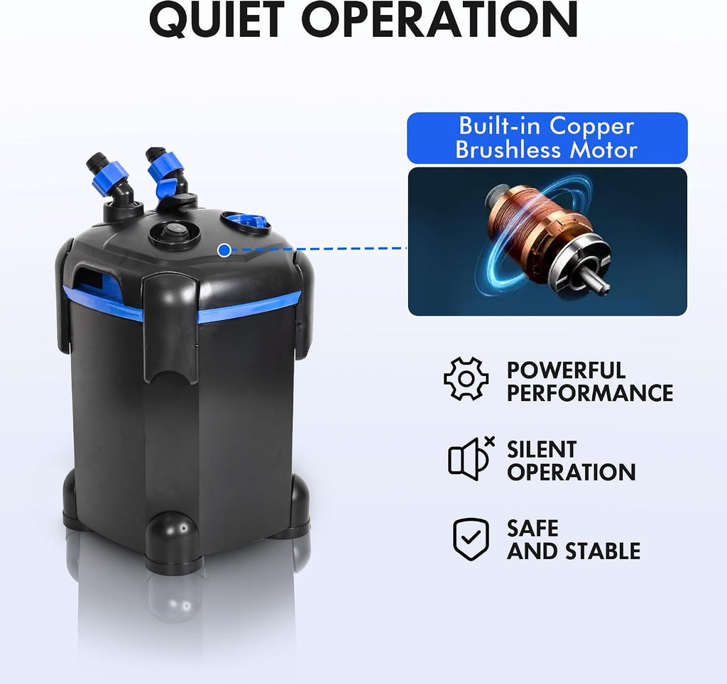 Ultra-Quiet Canister Filter for Large Fish Tanks and Aquariums