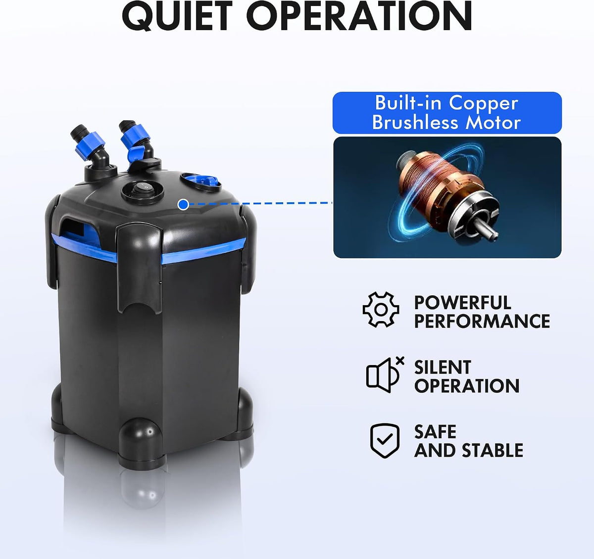 Ultra-Quiet Canister Filter for Large Fish Tanks and Aquariums