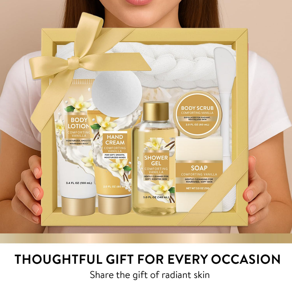 Spa Luxetique Gifts for Women 8pcs Vanilla Bath and Body Works Gift Set for Women Self Care Spa Gift for Womens