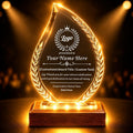 SHIP NEXT DAY, Custom Crystal Trophy Award, Engraved Plaque with LED Base