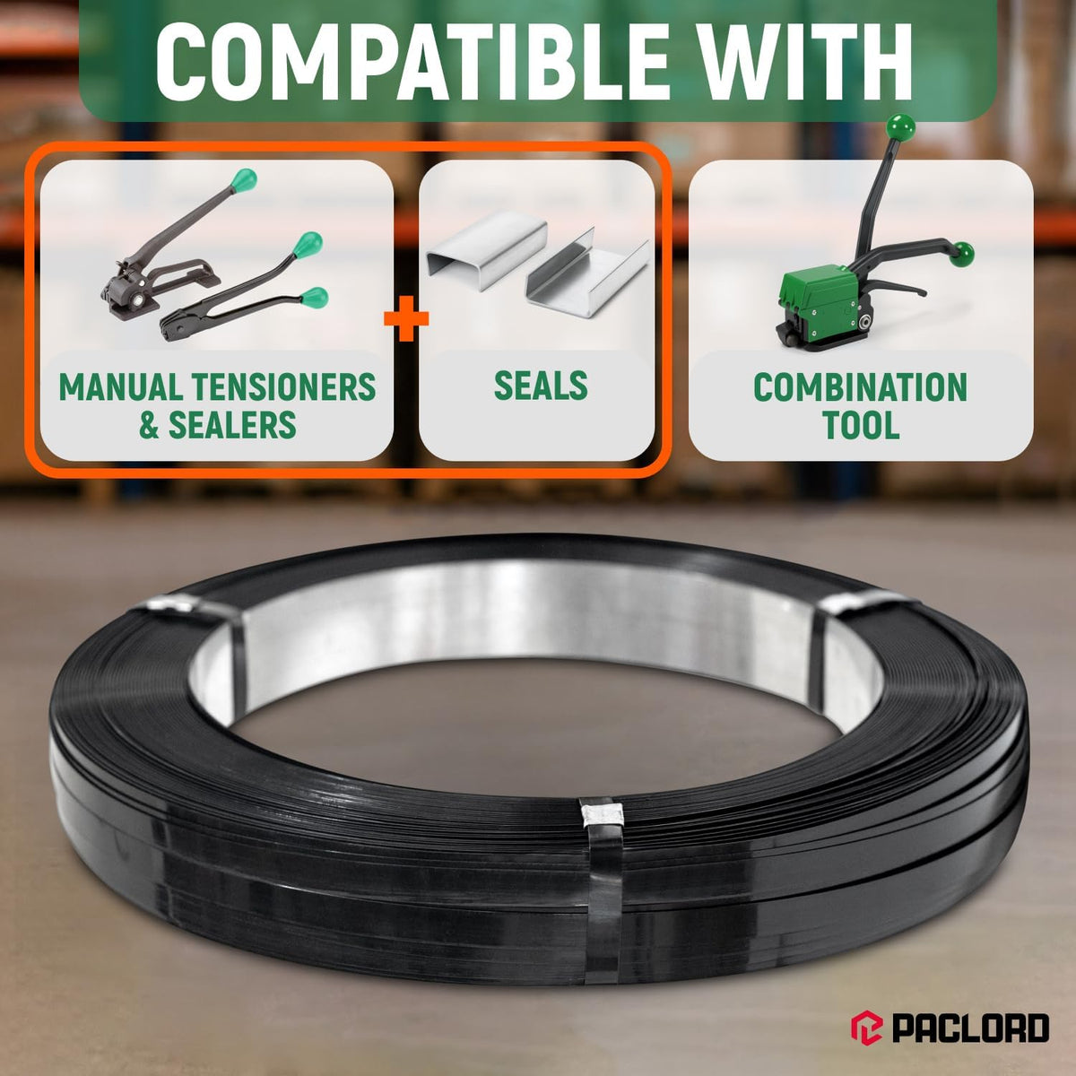 1/2" x 300' Heavy-Duty Steel Strapping in Portable Self-Dispensed Box, 0.020" Thick, 1180 Lbs Break Strength - Pallet