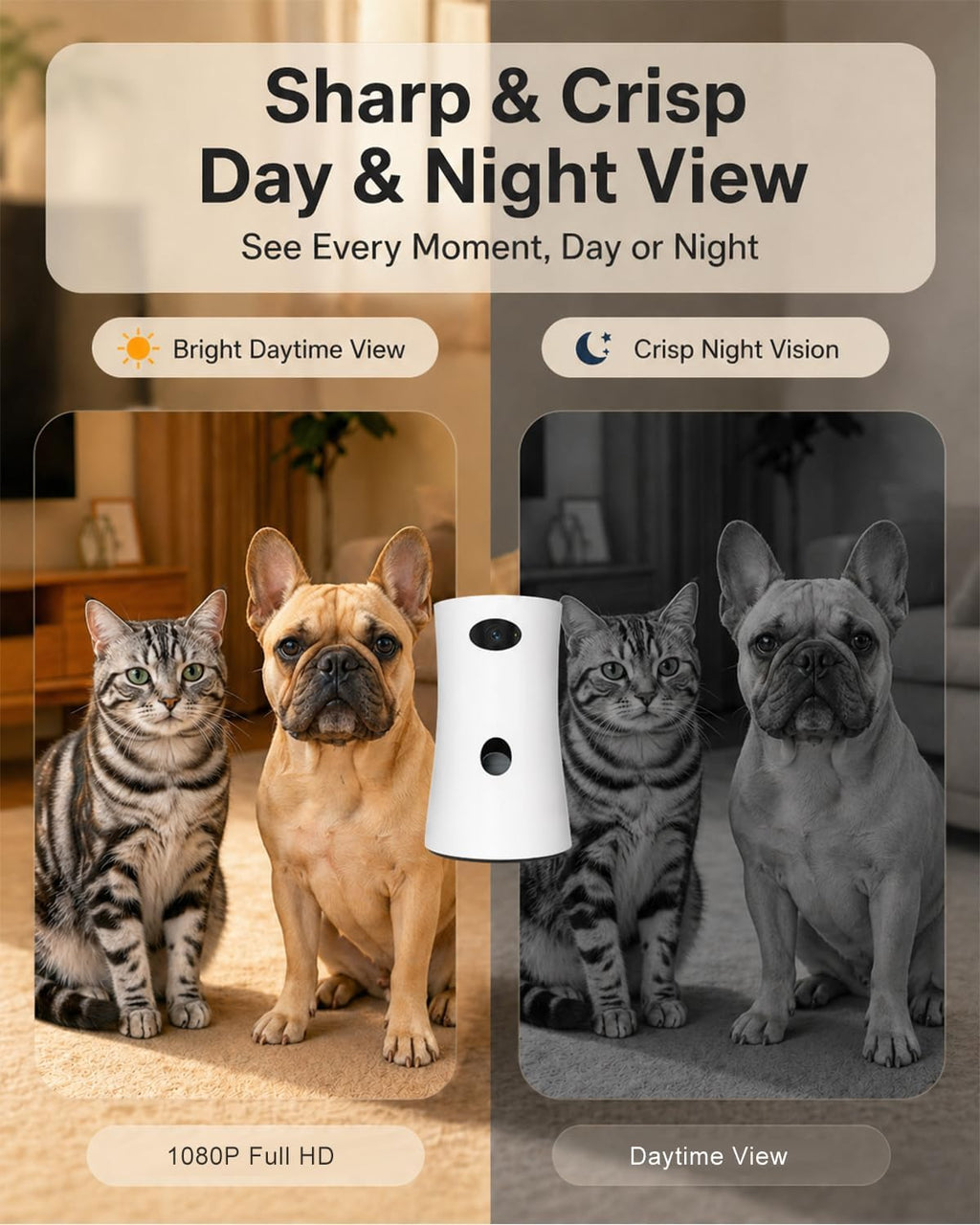 Pet Camera Treat Dispenser, 360° Pet Dog Security Cameras with Phone App, WiFi 5G/2.4G, Two Way Audio, Night Vision