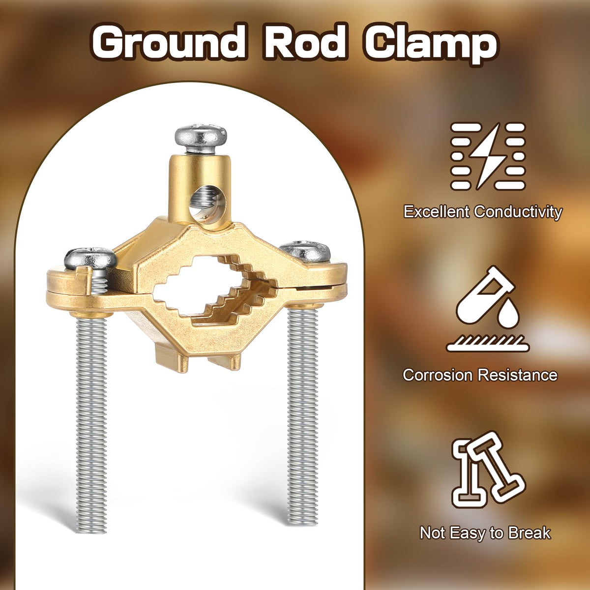 Feekoon 6 Pcs 1/2" to 1" Ground Clamp, #10 to #2 Wire Range