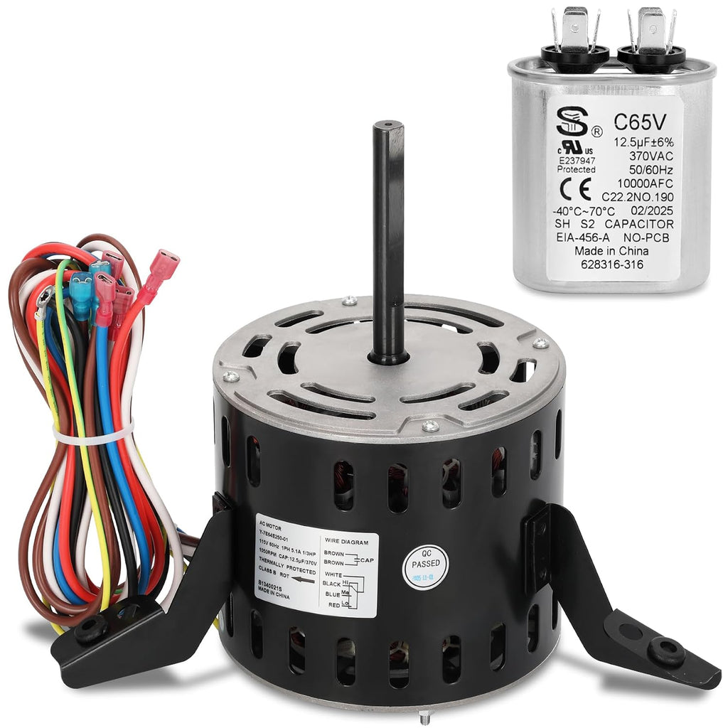 B1340021S Furnace Blower Motor for Goodman, 1/3 HP 115V 1050 RPM, Capacitor