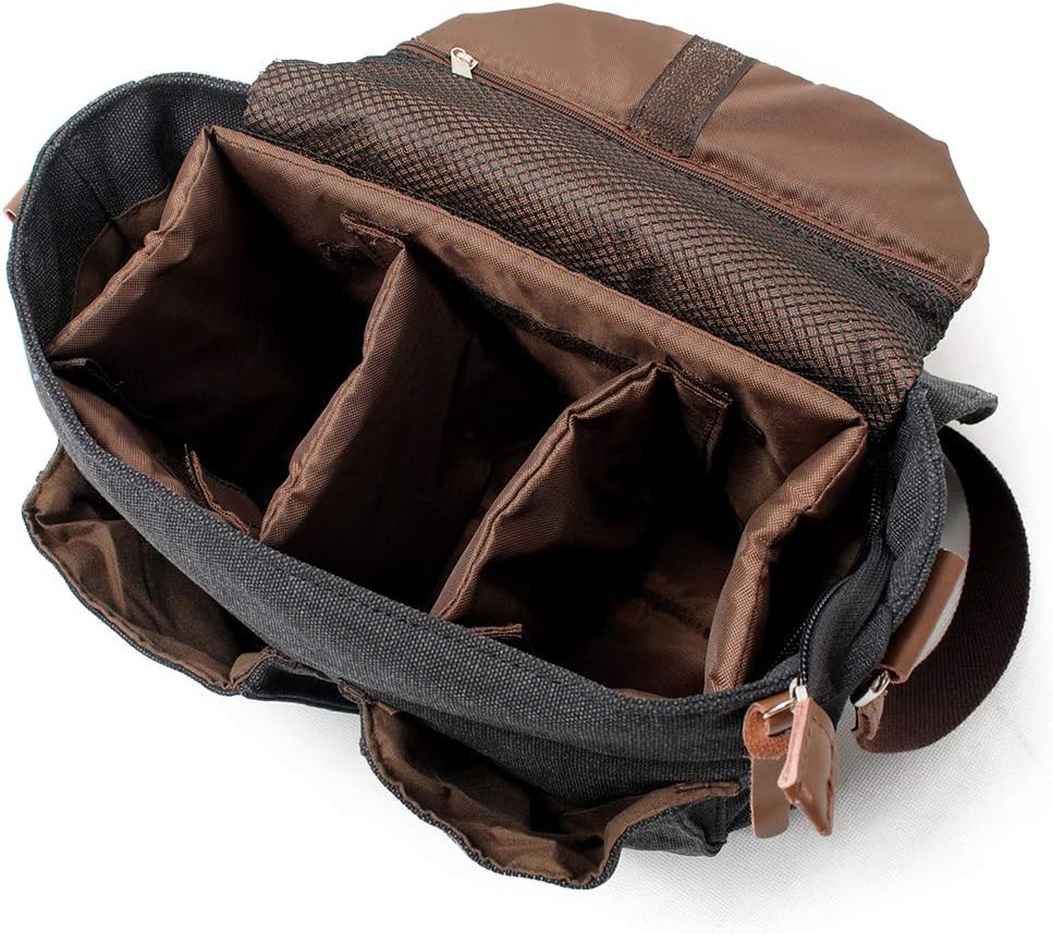 Waterproof Camera bag/Case, Vintage Canvase Leather Trim DSLR SLR Camera Shoulder Messenger Sling bag for for Nikon