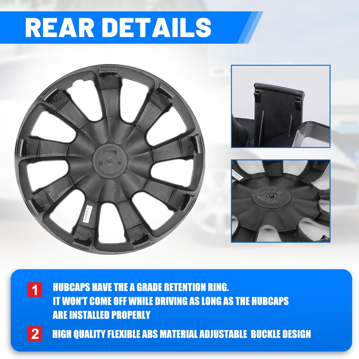 4 Packs Hubcaps 13 Inch, 13" Wheel Covers Replacement, Lacquer