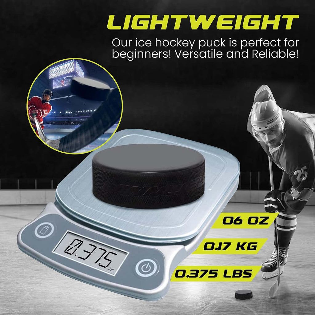 Official Ice Hockey Pucks - Regulation Size Puck with Mesh Carrying Bag - Great for Stick Handling & Training Drills