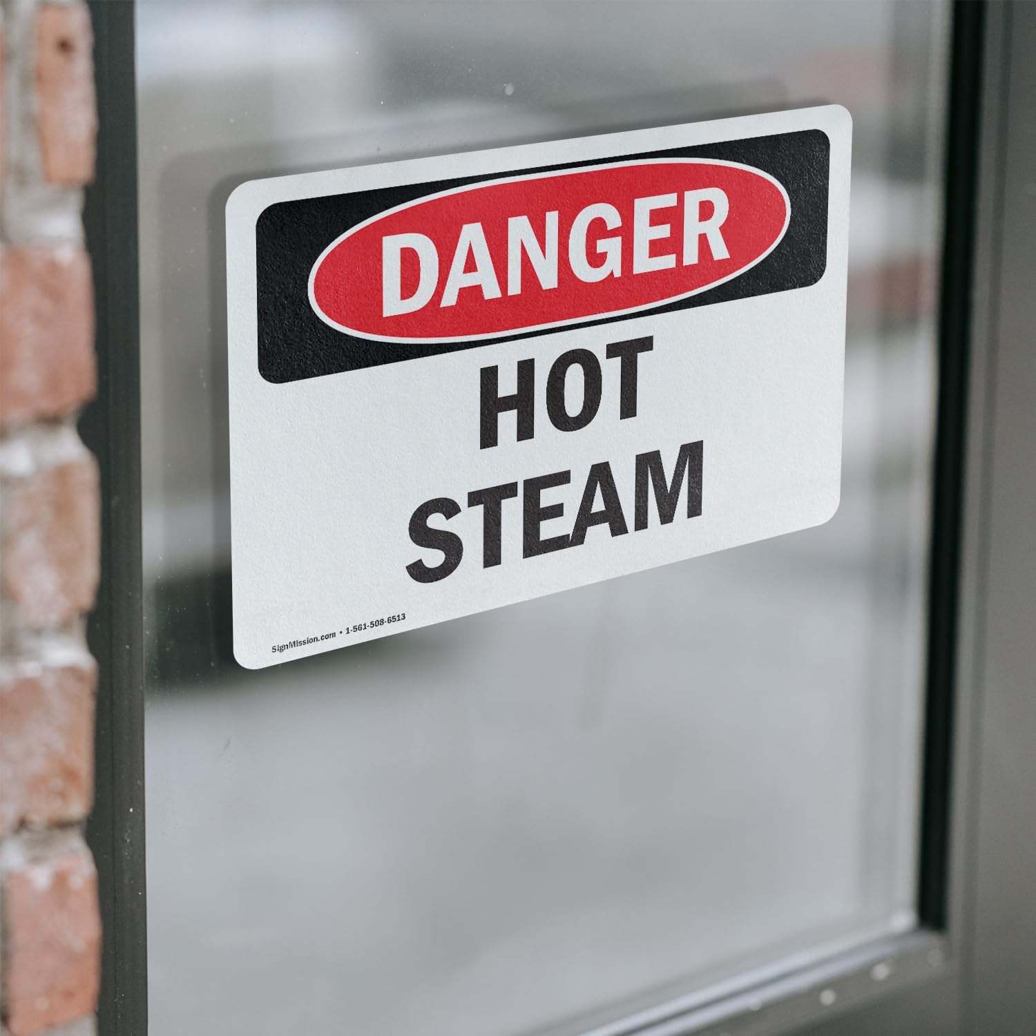 (2 Pack) Hot Steam OSHA Danger Sign 7 Inch X 5 Inch Vinyl Label Decal Sticker Weather Resistant, UV Protected for