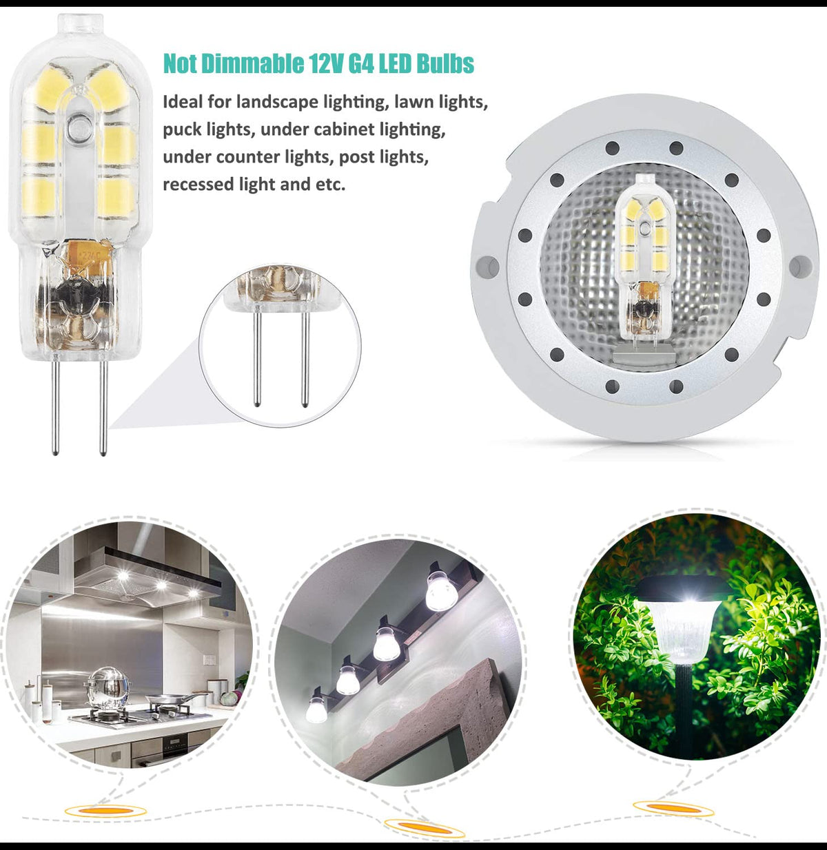 G4 LED Bulb, 12V Bi Pin, 20W Halogen Bulb Replacement 6000K