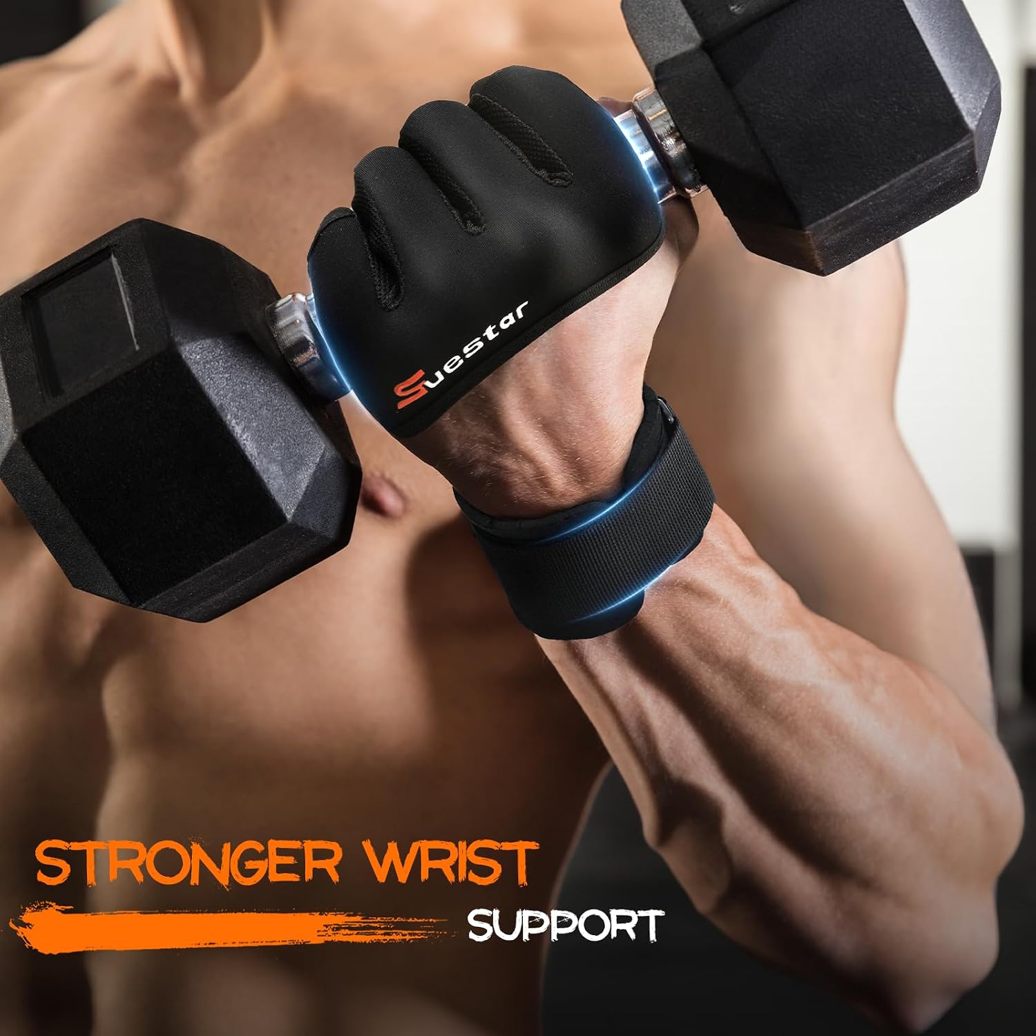Workout Gloves, Heavy Duty Cowhide Padded Weight Lifting Gloves with Wrist Support, Full Palm Protection & Silicone