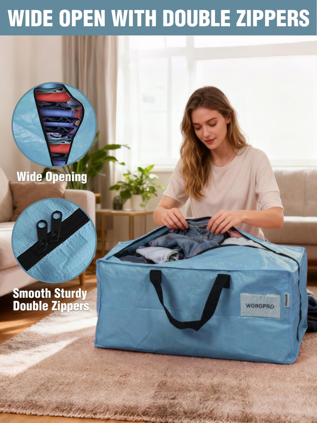 8 Pack Extra Large Moving Bags with Backpack Straps & Handles