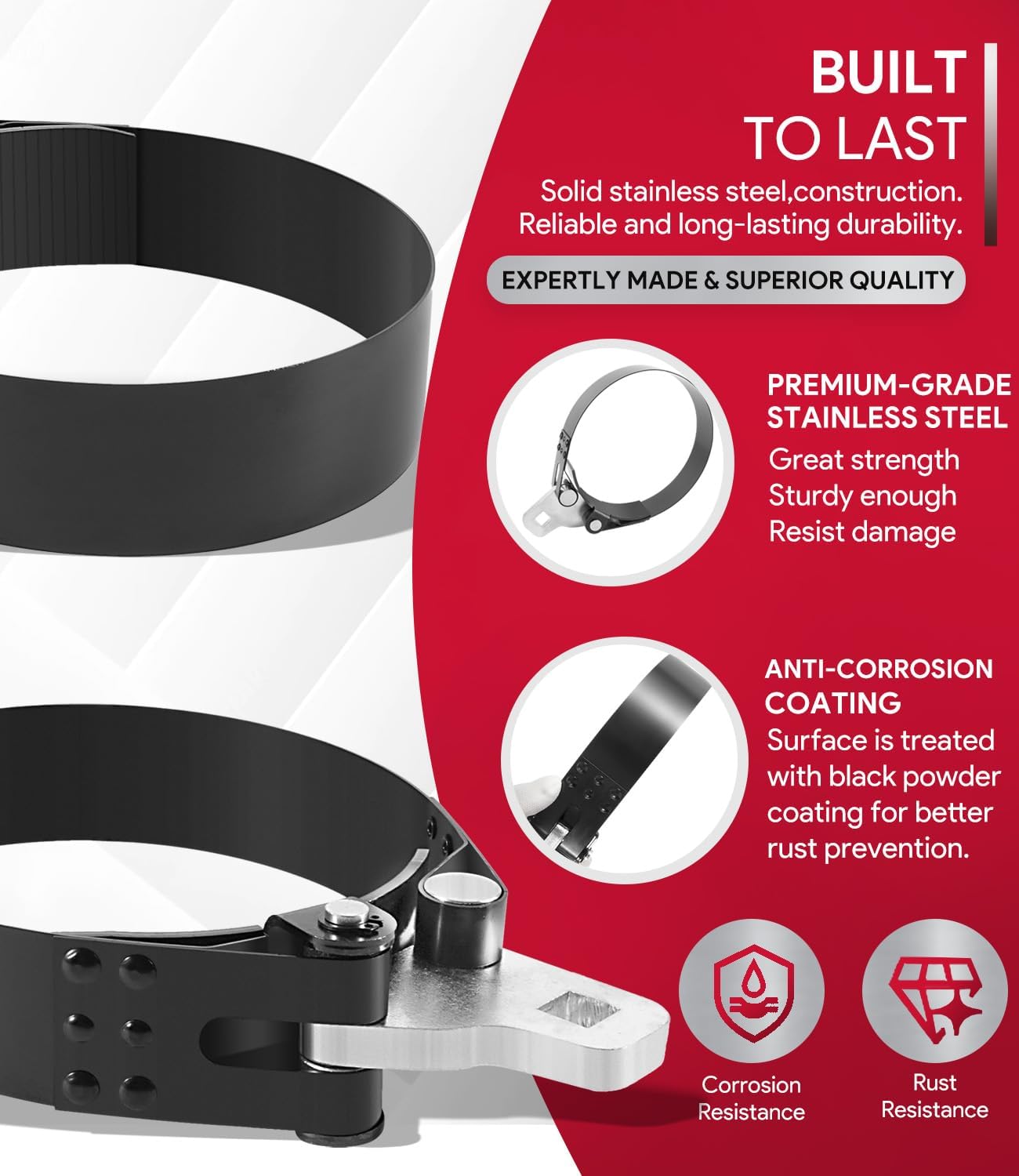 2322D Heavy-Duty Oil Filter Wrench, 5-1/4" to 5-3/4", Use with 1/2" Square Drive, Air Dryer Diesel Truck Large Oil