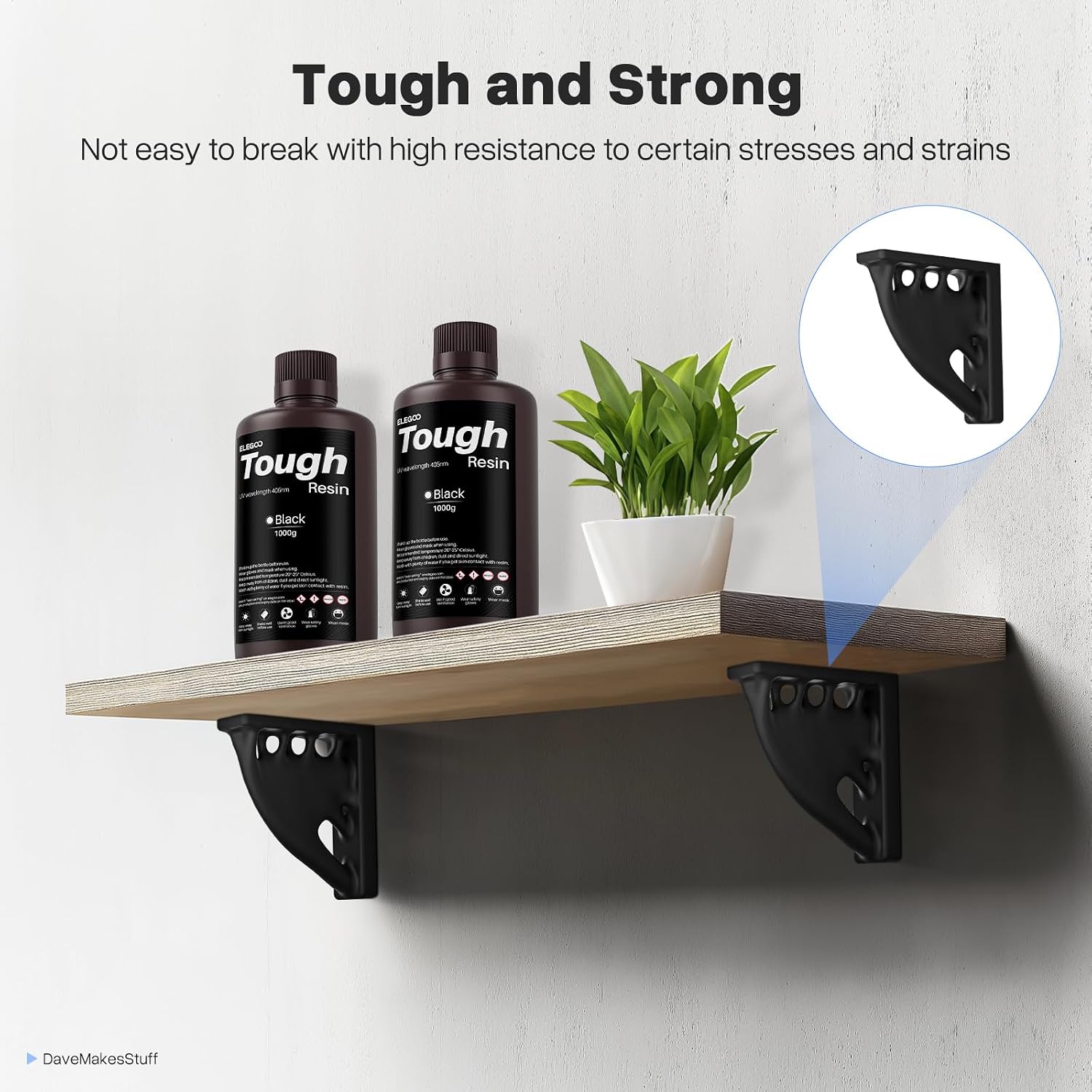 ELEGOO Tough Resin, 3D Printer Resin for DLP LCD 3D Printers Black 1000g | with High Impact Resistance and High
