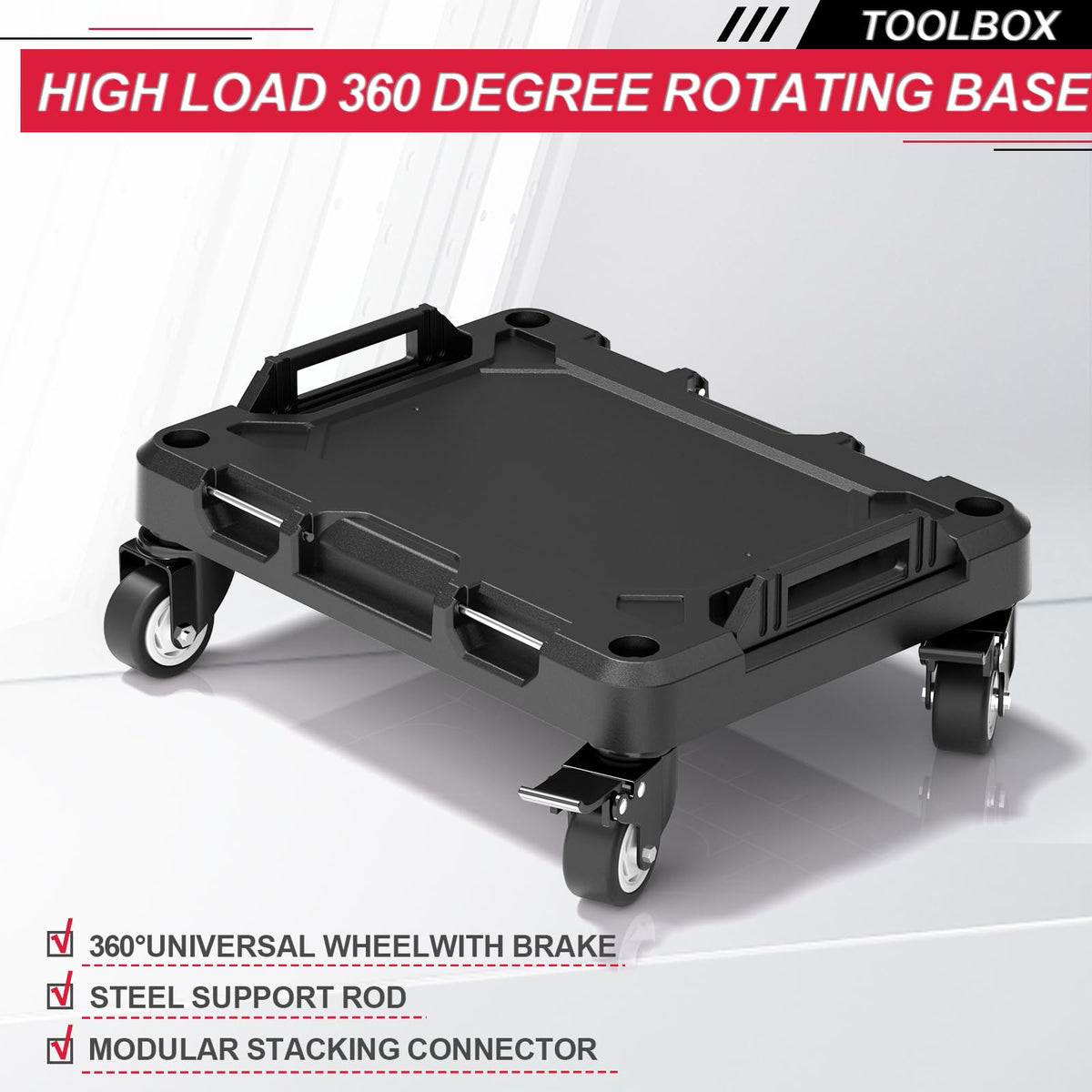 3-in-1 Stackable Rolling Tool Box with Wheels, Modular Tool Organizer