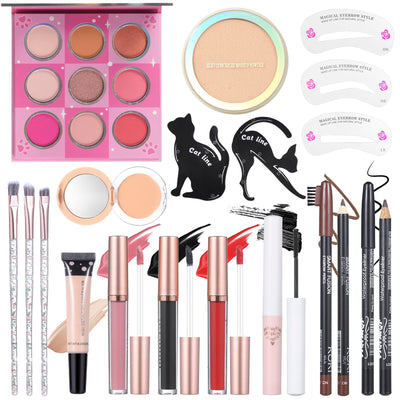 Makeup Kit Set For Teens, Make Up Gift For Women,Includes Eyeshadow Palette, Lip Gloss, Mascara, Eyeliner