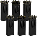 6 PCS Black Wine Gift Bag 5 "x 4" x 13 "Loose Wine Bottle Gift Bag