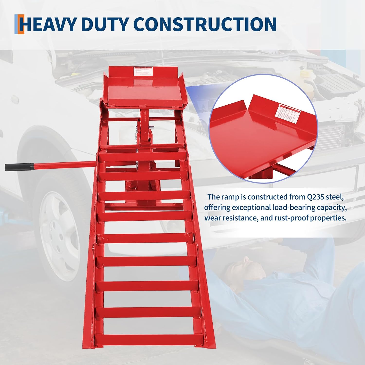 Hydraulic Car Ramps 2-Pack, 11000 LBS Low Profile Portable Car Lift Ramp for Oil Change & Garage Repair, Heavy Duty
