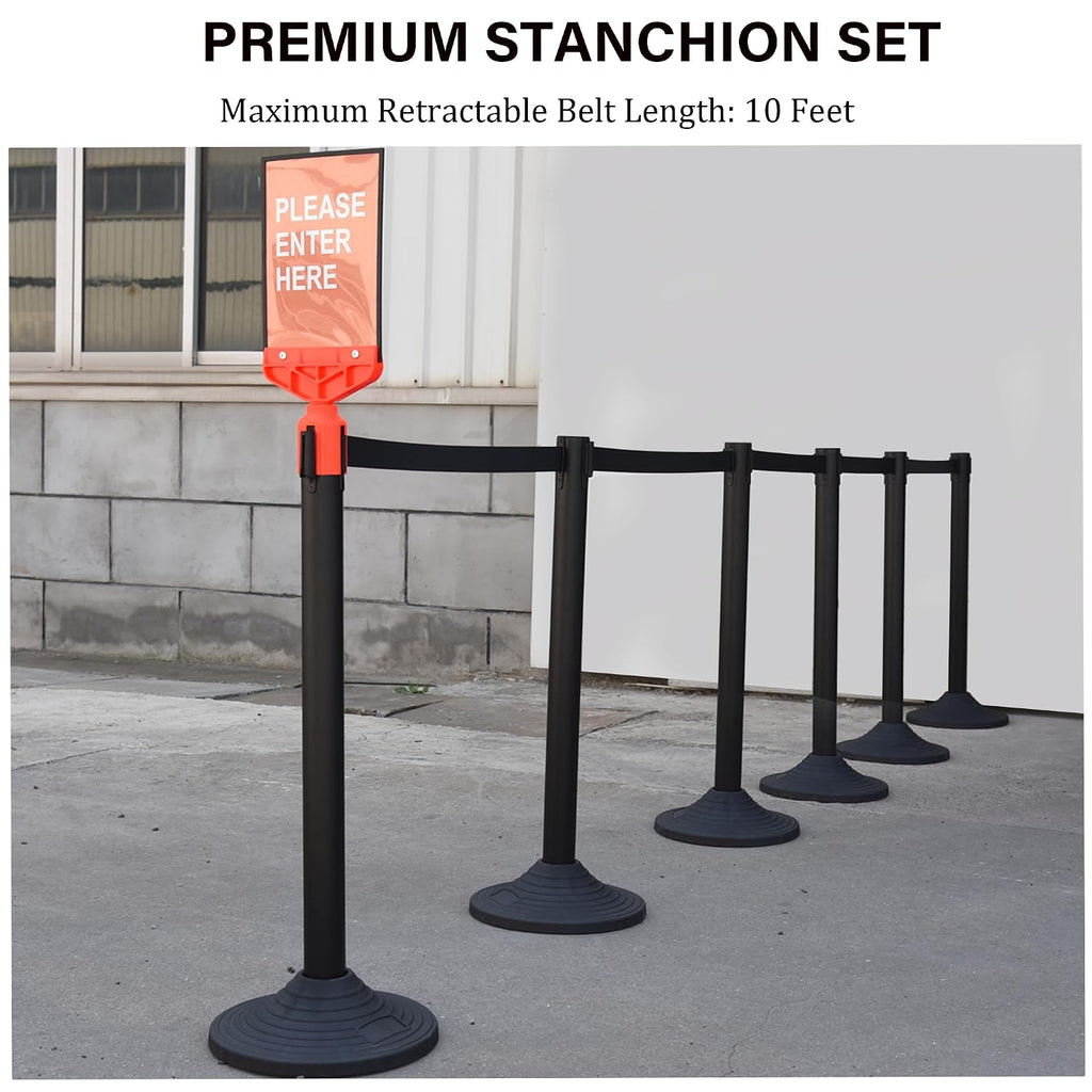 OangeStar 6 Pack Crowd Control Stanchion, Crowd Control Barrier Set