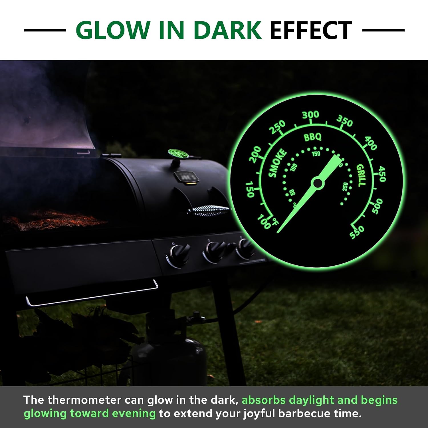 Accurate Grill Thermometer for Oklahoma Joe’s Smoker, 3695528R06 for Longhorn/Highland, Glowing Temperature Gauge for