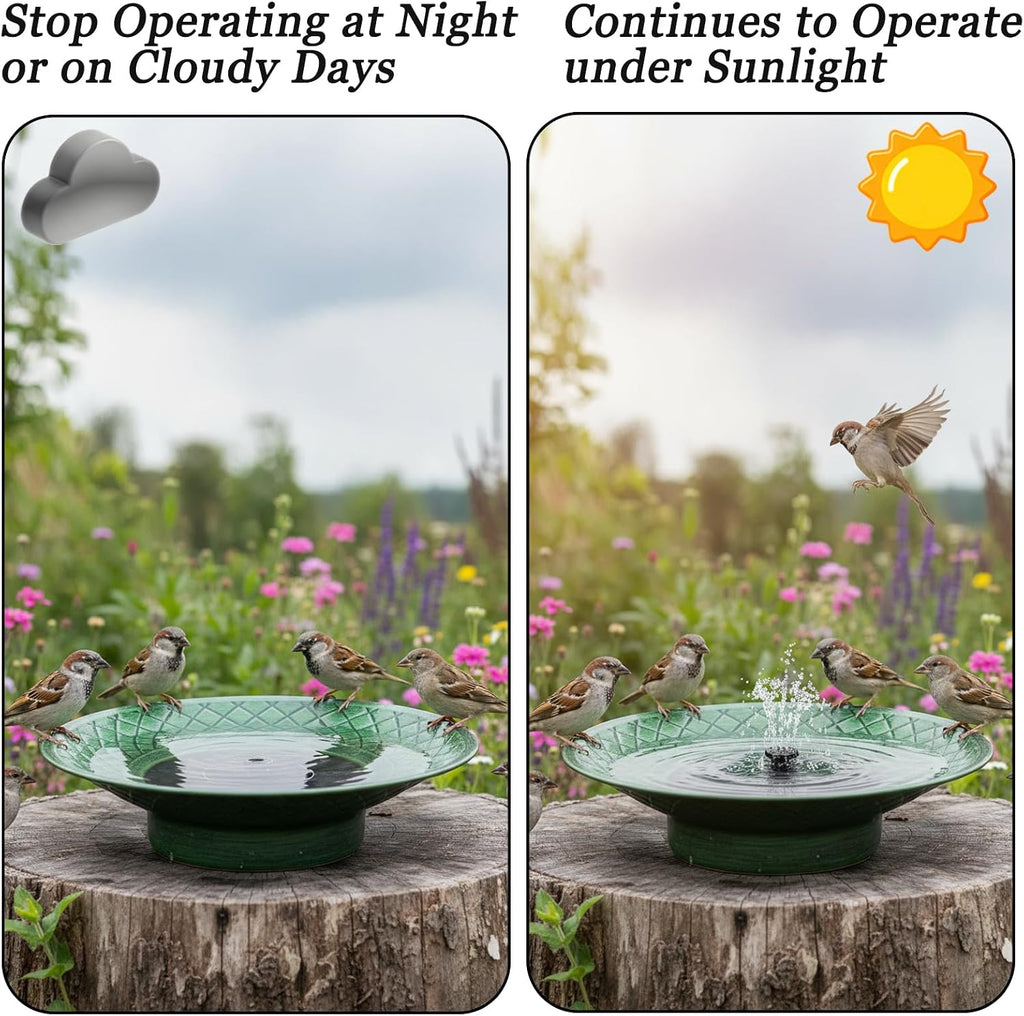 12.6" Bird Bath for Outside, Solar Bird Bath Fountains, Bird Bath Feeder