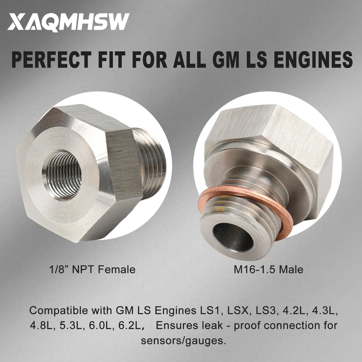 LS Oil Pressure Sensor Adapter M16-1.5 to 1/8" NPT for GM LS Engines