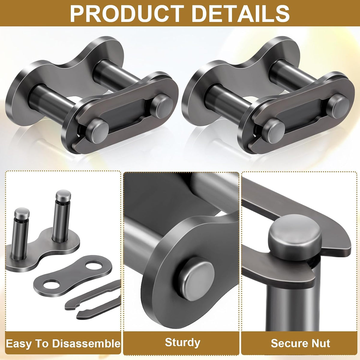 5pcs #41 Roller Chain Connecting Links, Grey