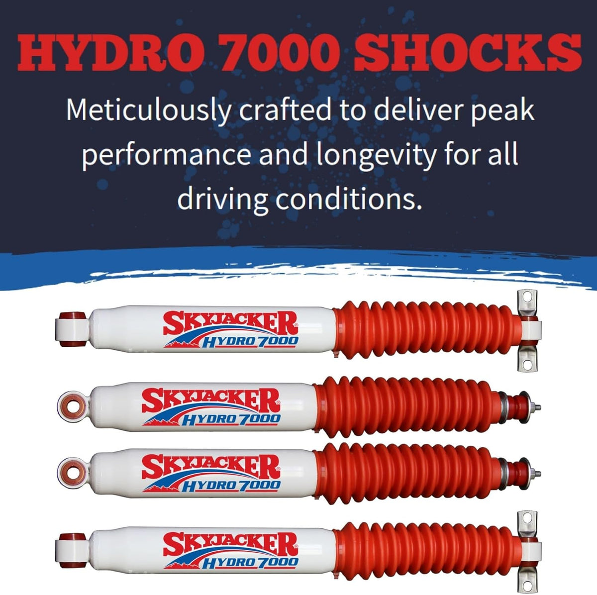 TrendsAuto Set of Hydro 7000 Series Front & Rear Hydraulic Action Shocks fits 2007 2018 Wrangler JK & Rubicon 2WD 4WD with 1-2.5” Front & 2-3.5” Rear Lift | Durable Design | Velocity-Sensitive Valving