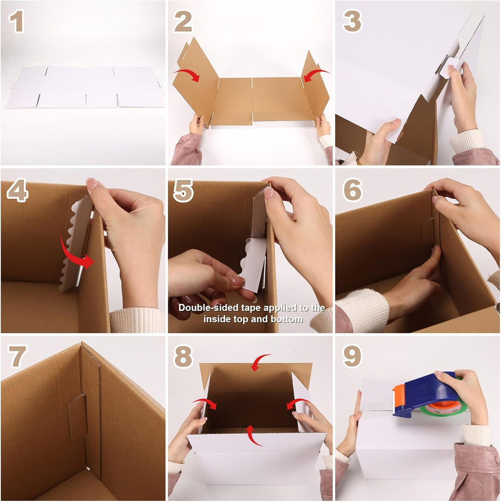 10 Packs 12x10x10 Large Thin White Shipping Boxes