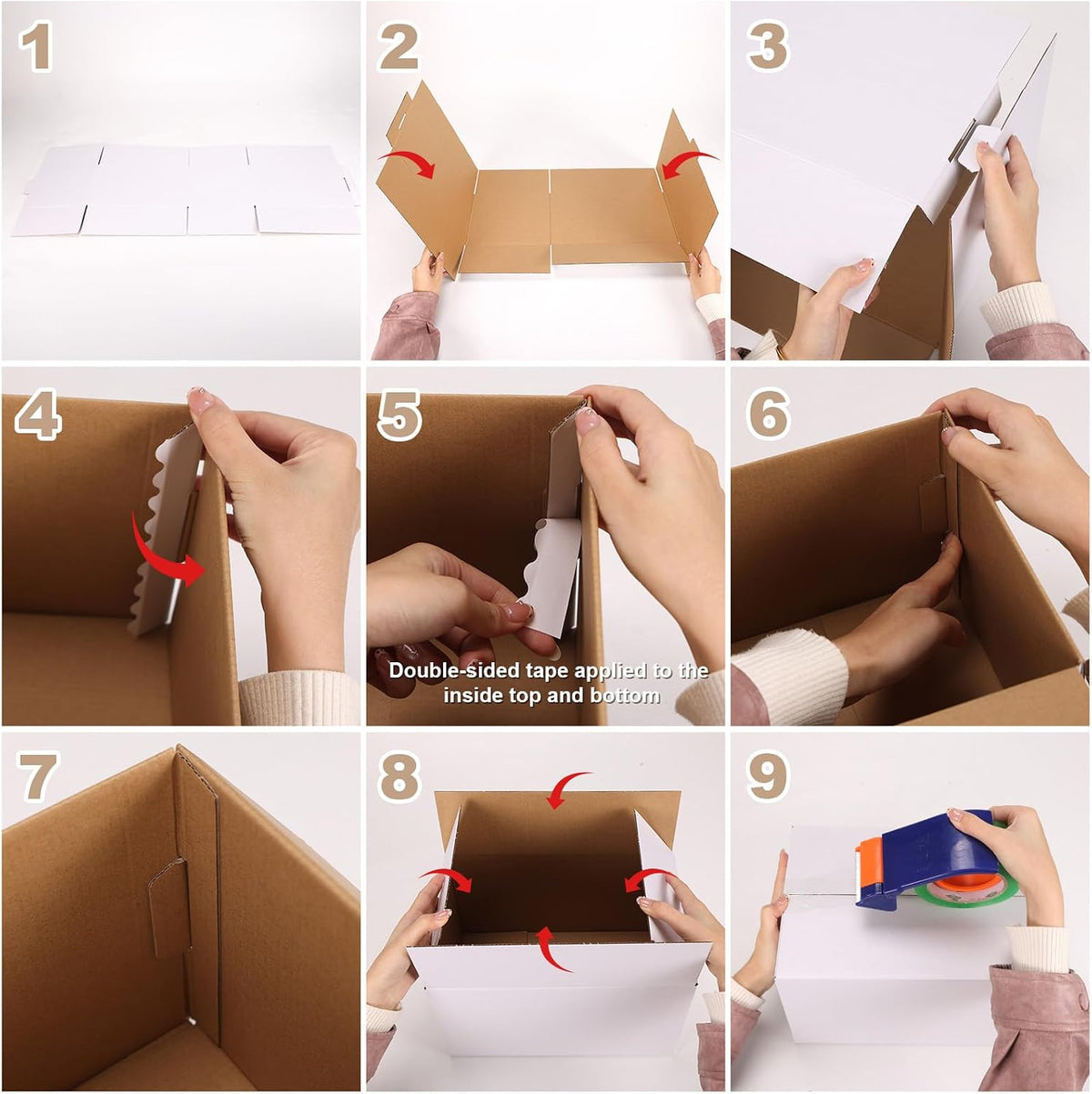 15 Packs 12x9x8 Large Thin White Shipping Boxes