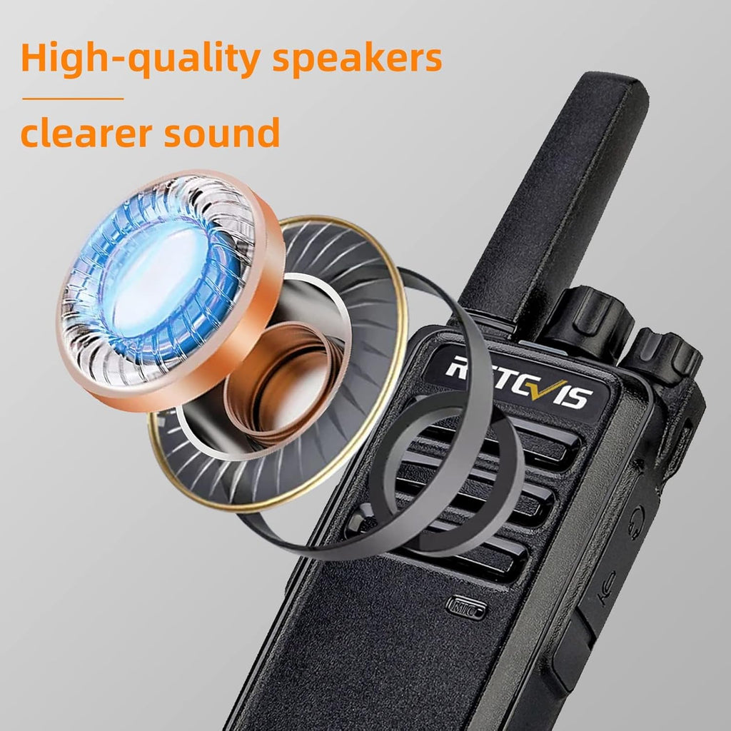 RT68 FRS Walkie Talkies for Adults Long Range (2 Pack) | for Hiking Camping, Splash-Proof & Weather-Resistant 2 Way