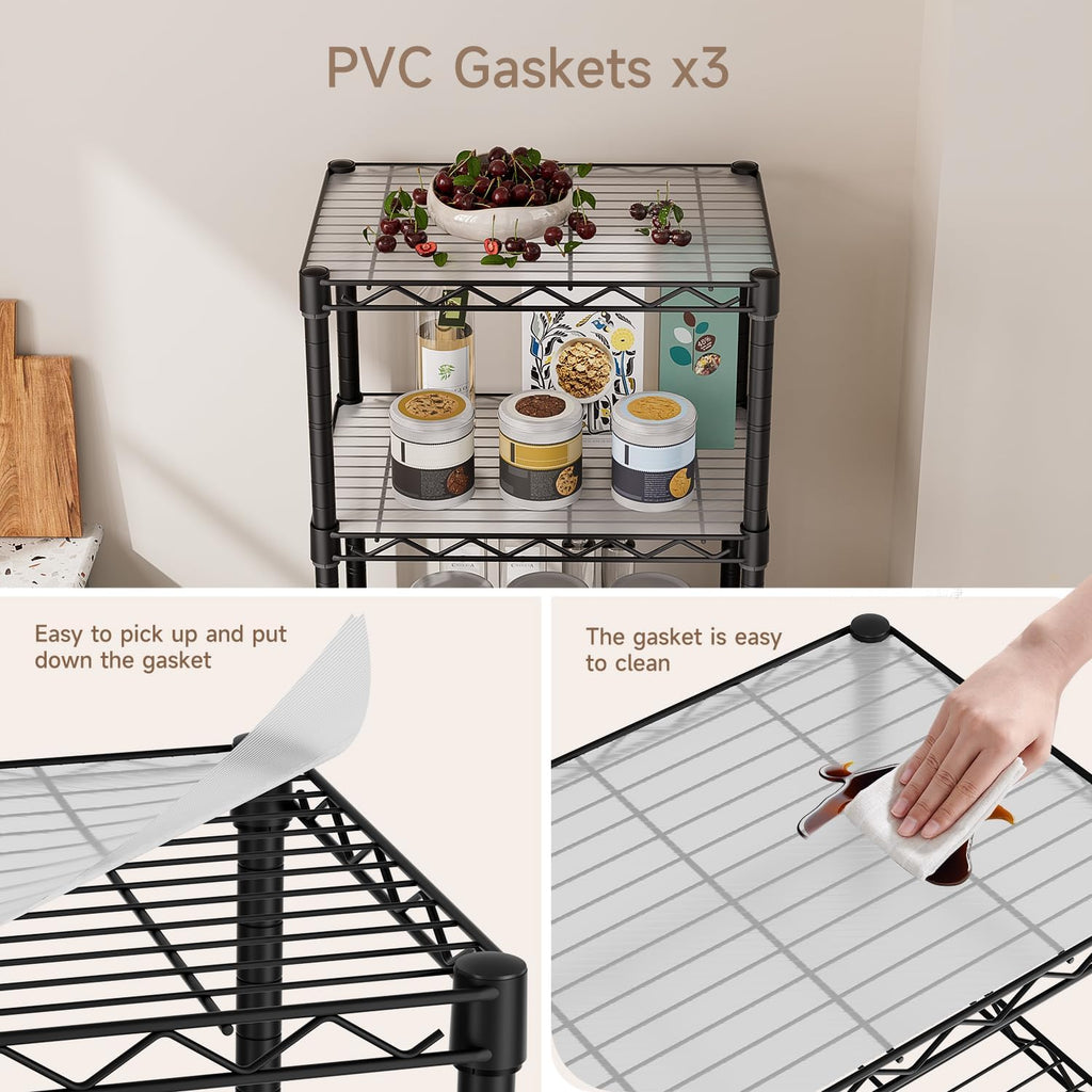 Small 5 Tier Shelves Storage Wire Shelving Unit Metal Shelf Adjustable Organizers Storage Shelving with Wheels for
