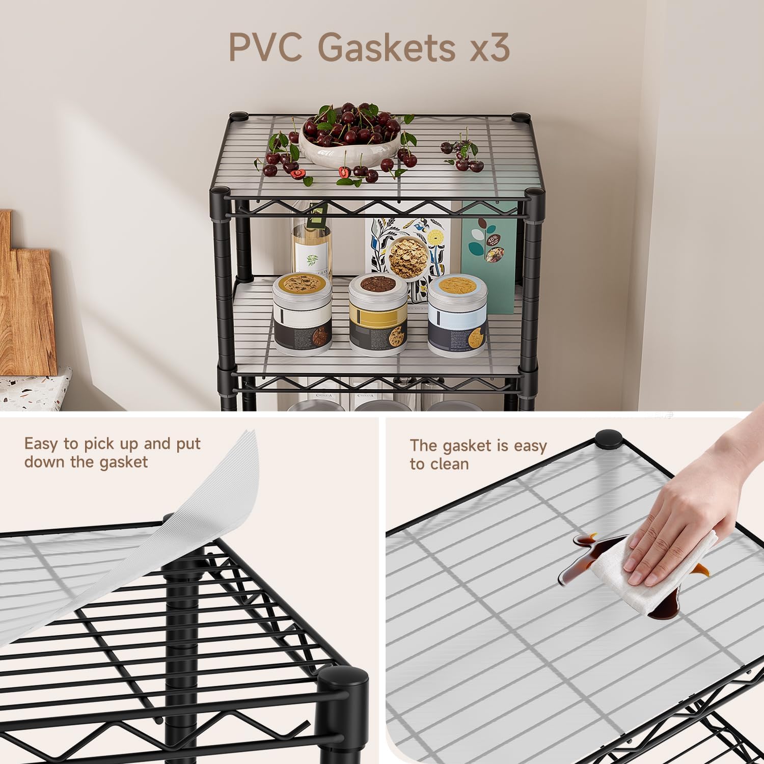 Small 5 Tier Shelves Storage Wire Shelving Unit Metal Shelf Adjustable Organizers Storage Shelving with Wheels for