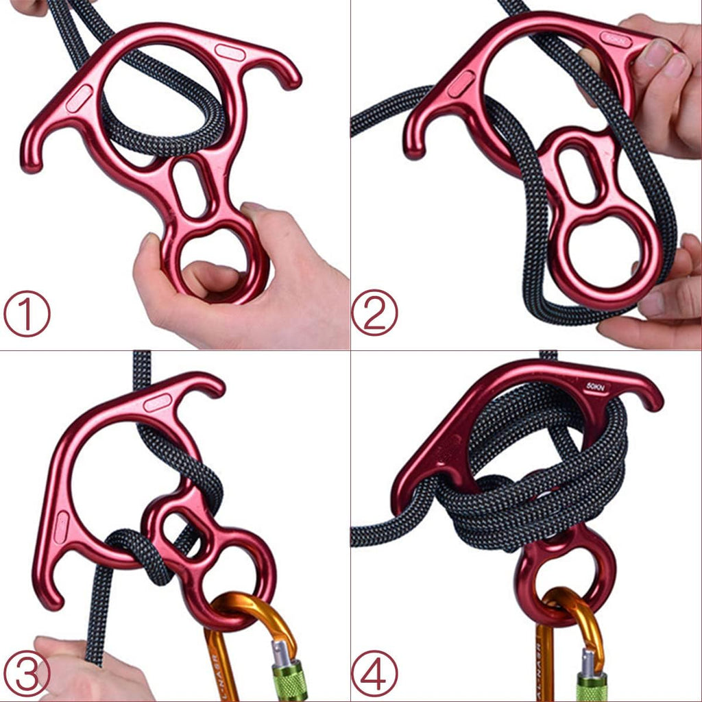 Terminal 8 Descender, Rescue Figure 8 Descender with Lock Off Ears, 50KN Aluminum Alloy Bent-Ear Descender for