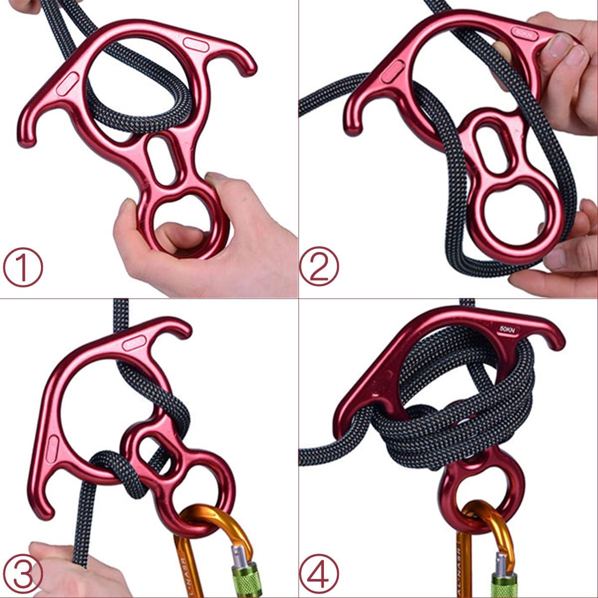 Terminal 8 Descender, Rescue Figure 8 Descender with Lock Off Ears, 50KN Aluminum Alloy Bent-Ear Descender for