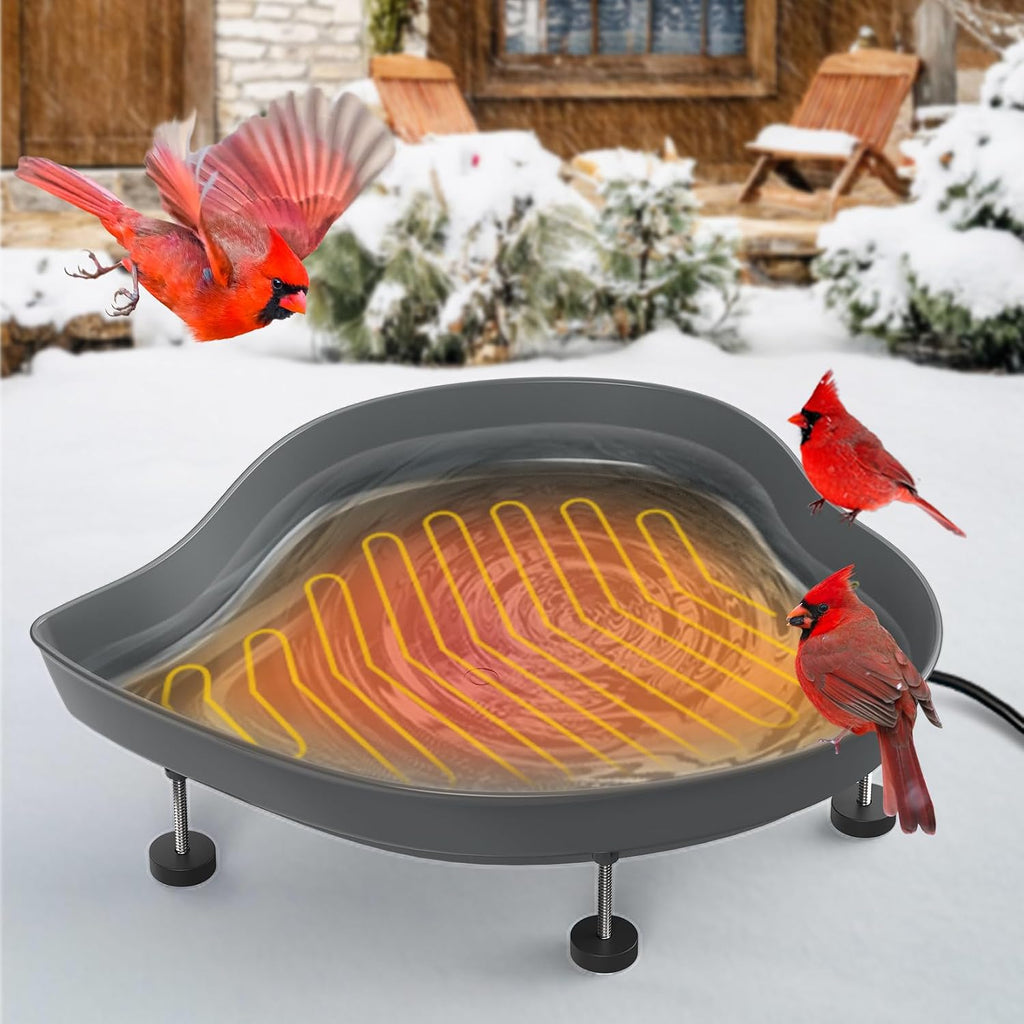 Heated Bird Baths for Outdoors, 60W Thermostatic Winter Birdbath - Gray