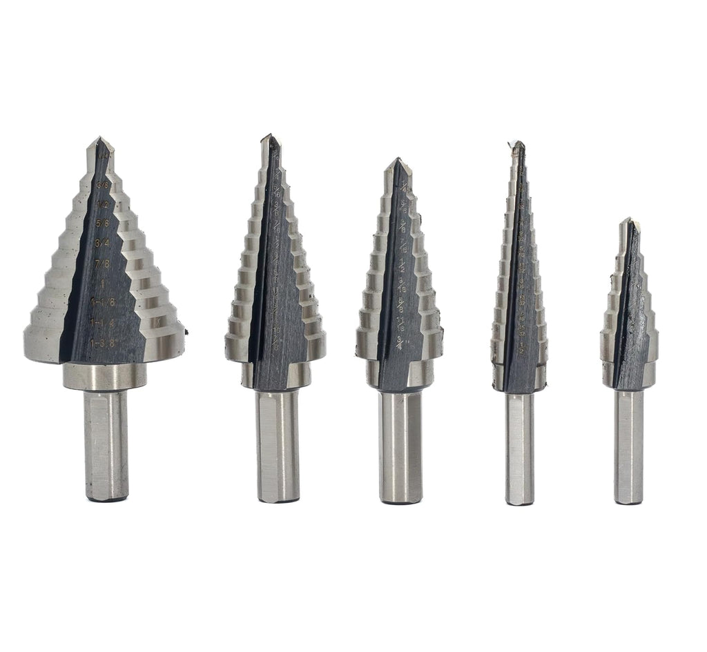 Drill America 5 Piece High Speed Steel Step Drill Bit Set (#1- #5), VAC Series