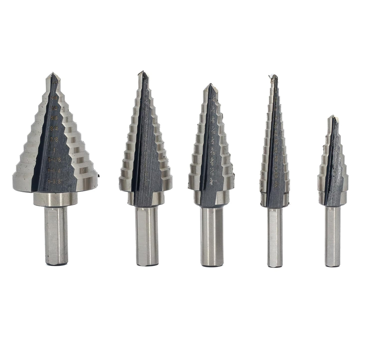 Drill America 5 Piece High Speed Steel Step Drill Bit Set (#1- #5), VAC Series
