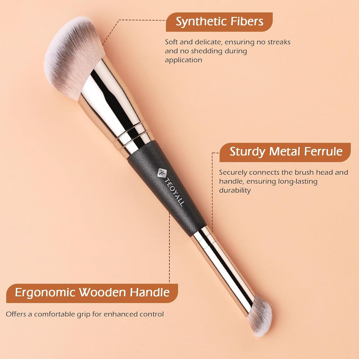 Dual-Ended Brush,Angled Foundation and Under Eye Concealer Brush