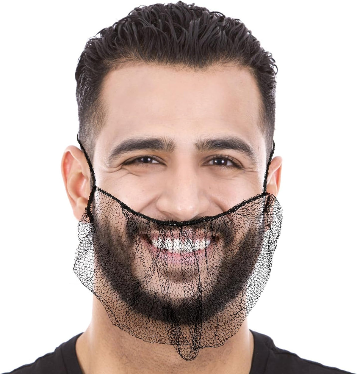 200 Pack Disposable Nylon Honeycomb Royal Beard Protector Nets, Elastic Beard Net (Black)